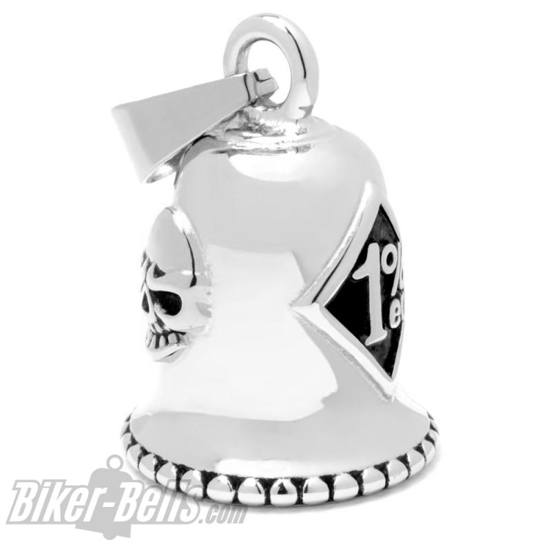 Massive 1%er Biker-Bell aus Edelstahl Onepercenter Outlaw Ride Bell Motorrad-Glöckchen